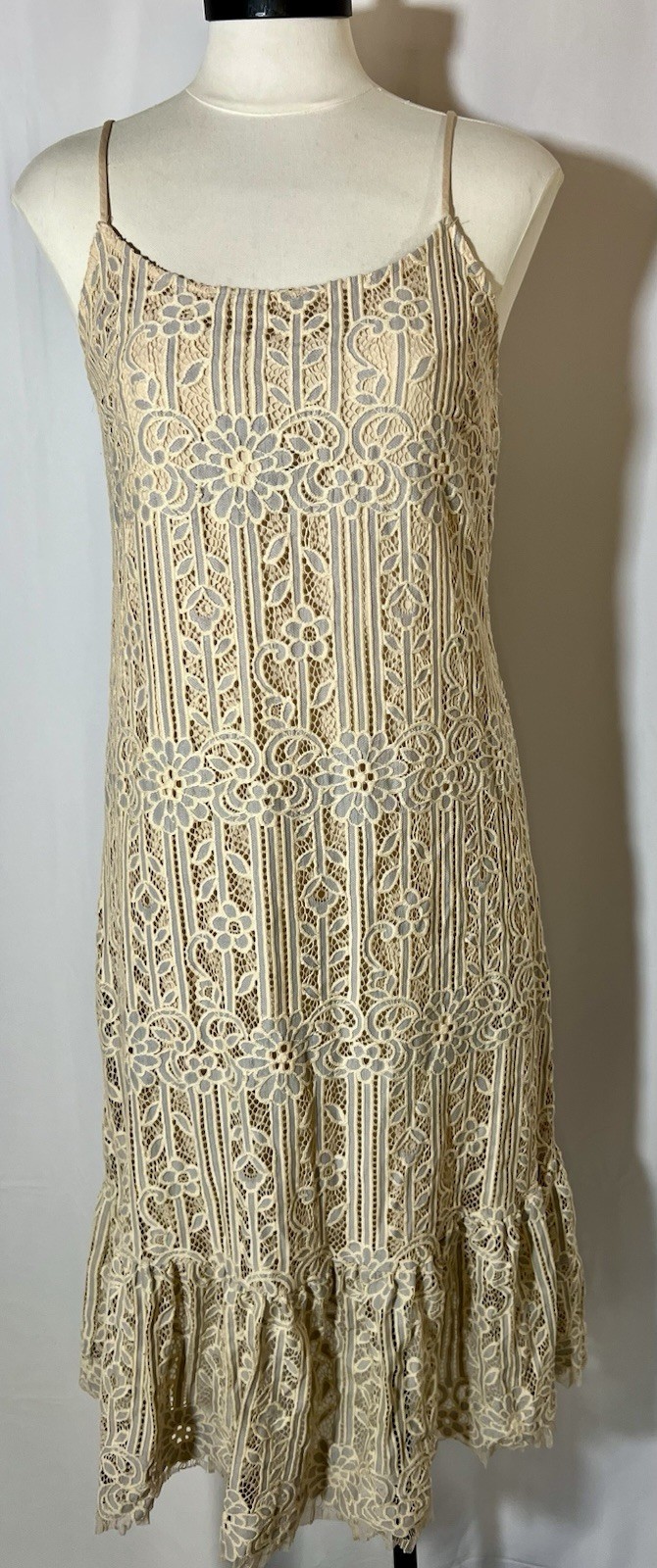 Anthropologie eri + ali Sz S Twilight Lace Midi Dress Lace Sheath Cream Mermaid