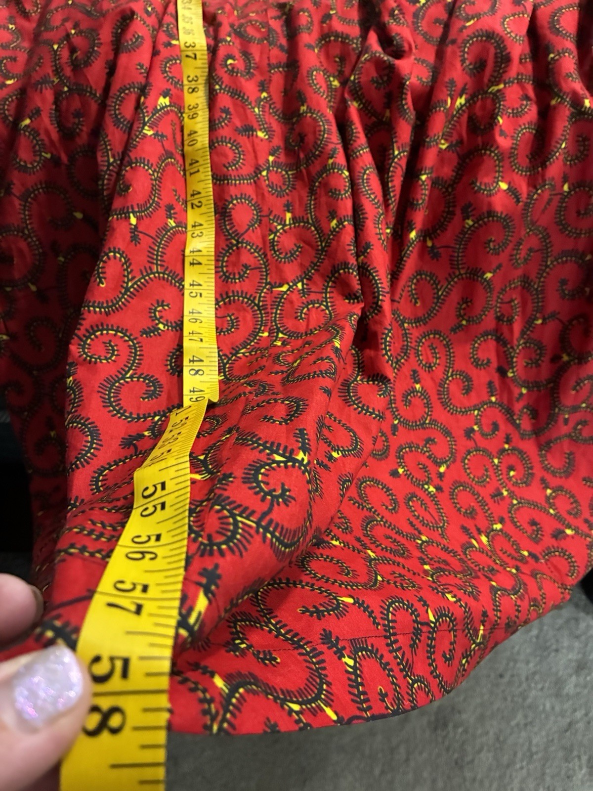 Handmade Ankara African Wax Print Formal Ocassion Dress Red Flutter Sleeve XL