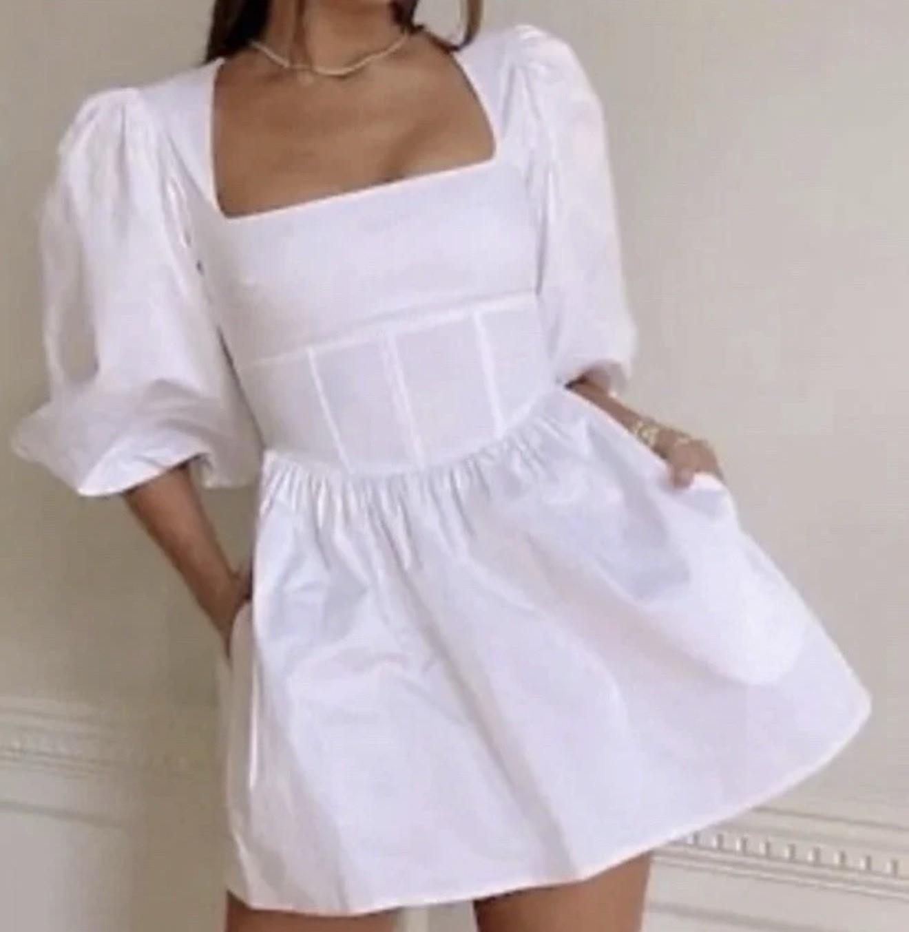 Danielle Bernstein WeWoreWhat white cotton corset panel mini dress size 00