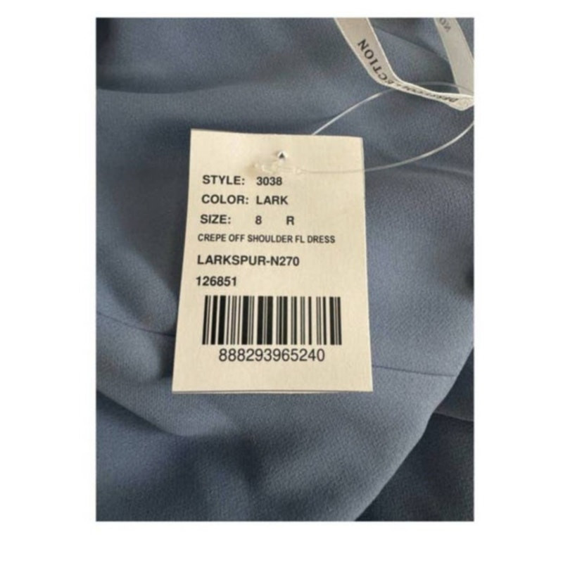 NWT Dessy Collection Off The Shoulder Notch Trumpet Gown Larkspur Blue Sz 8