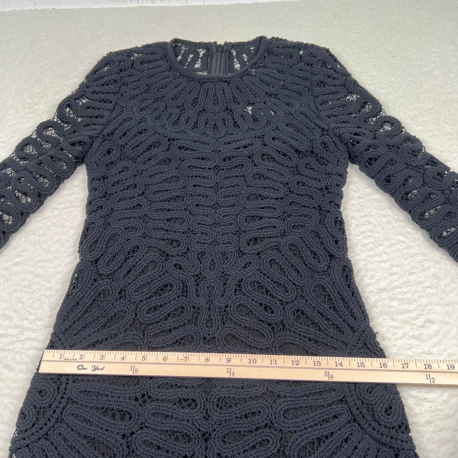 NWT Simkhai McCall Cage Dress Crochet Mini Dress Sz 4 Long Sleeve Black $845