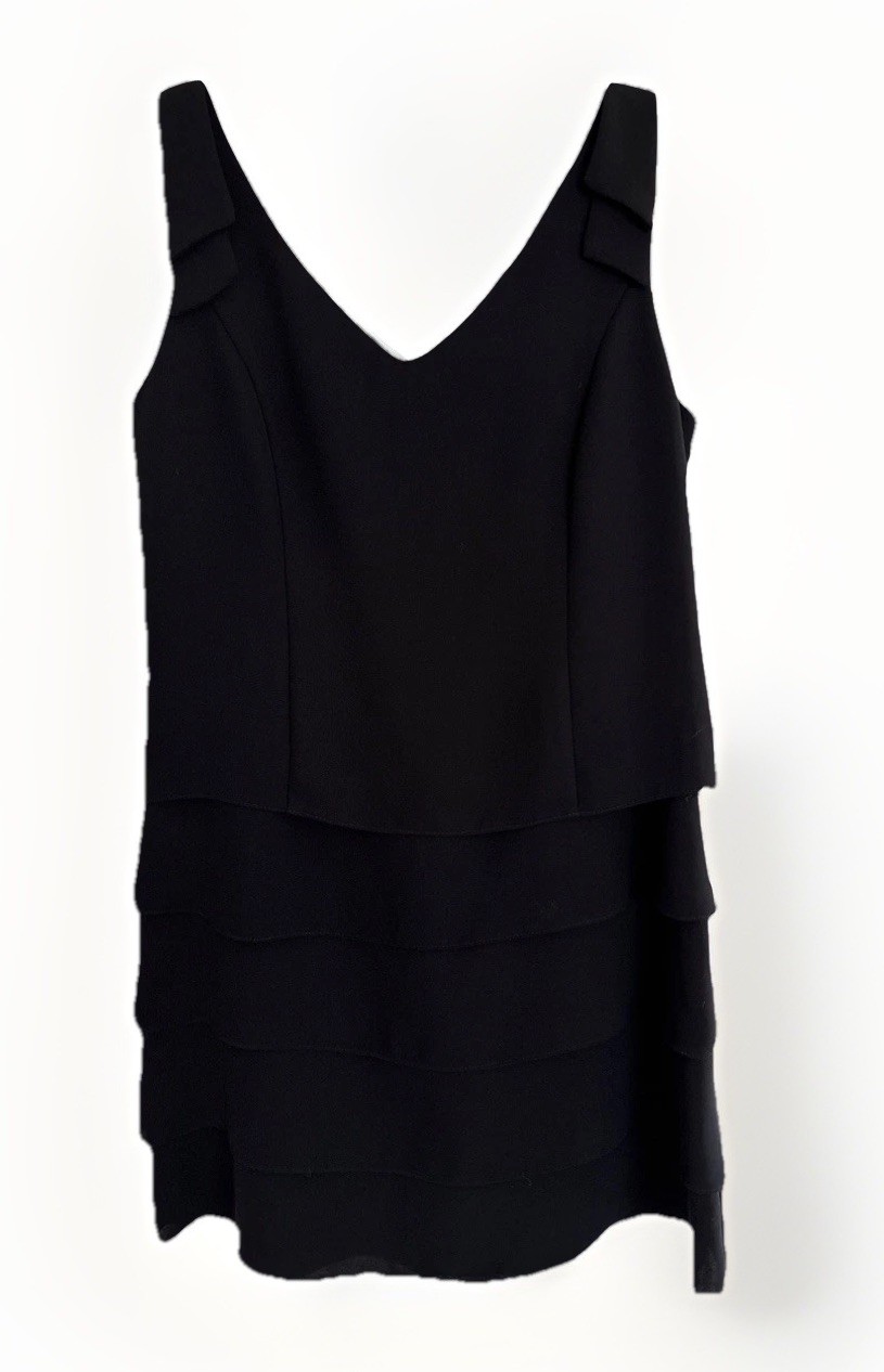 Black Fitted Tiered Sleeveless Evening Dress Size 14, Sexy, Baby Doll, Classic