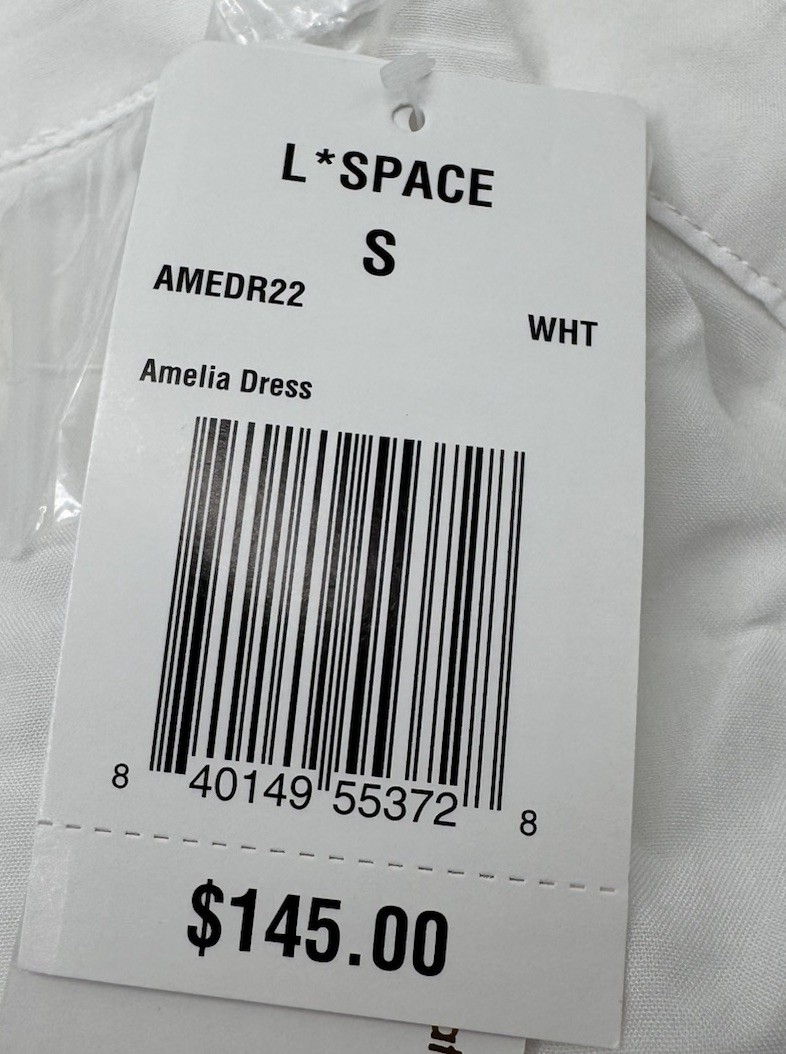 L*space Amelia Long Sleeve Cover-Up Tunic Dress White Women’s SMALL NWT