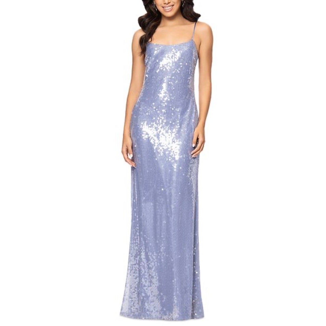 Aqua Betsy & Adam Periwinkle Blue Sequin Gown Dress 4 NWT