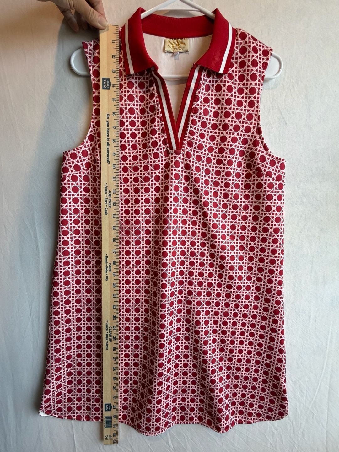 SSYS The Label Red Cane Scuba Collared Sleeveless Active Dress