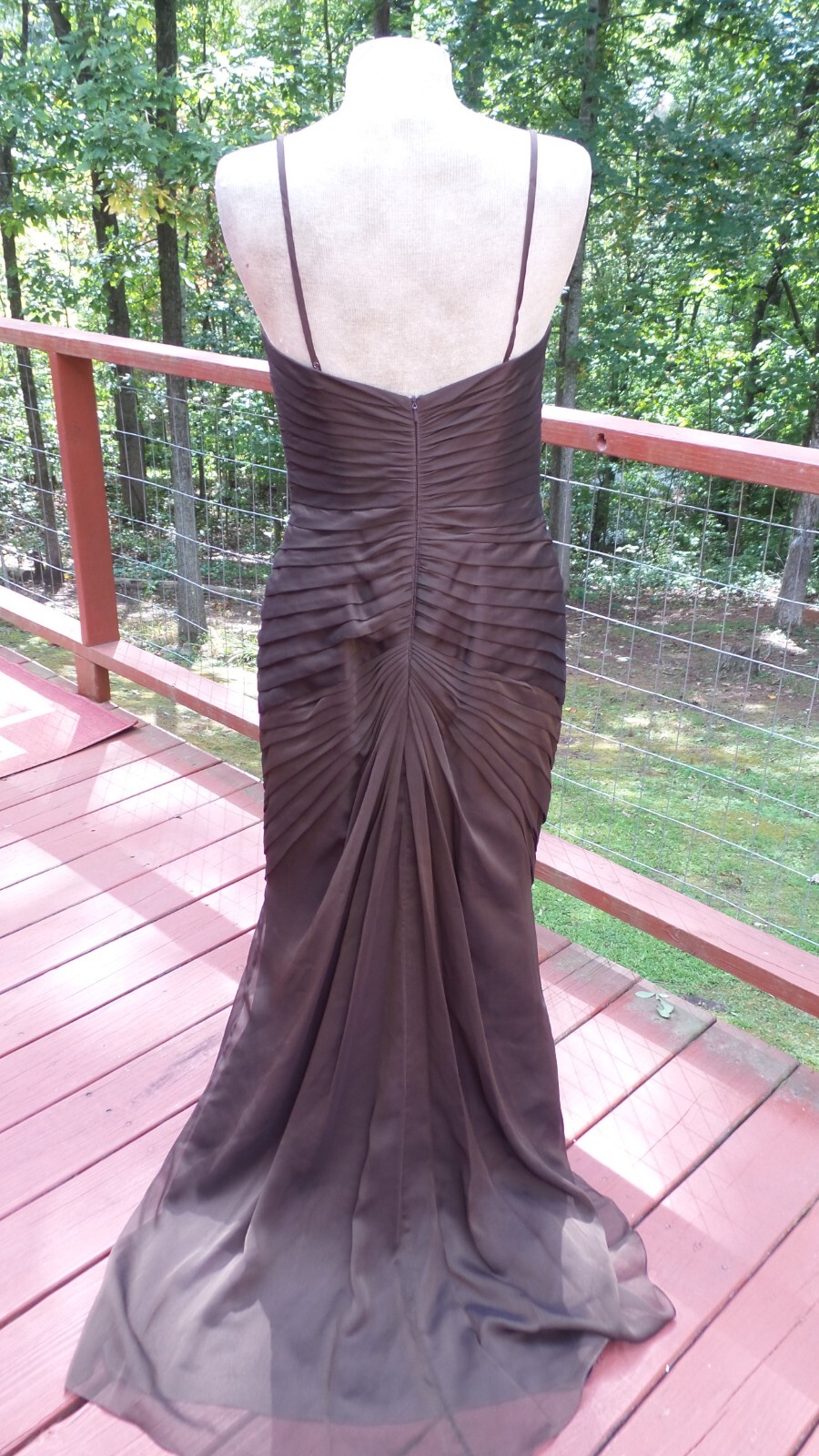 NEW- BARI JAY – Sheer Chiffon Brown Holiday Formal Evening Dress 12