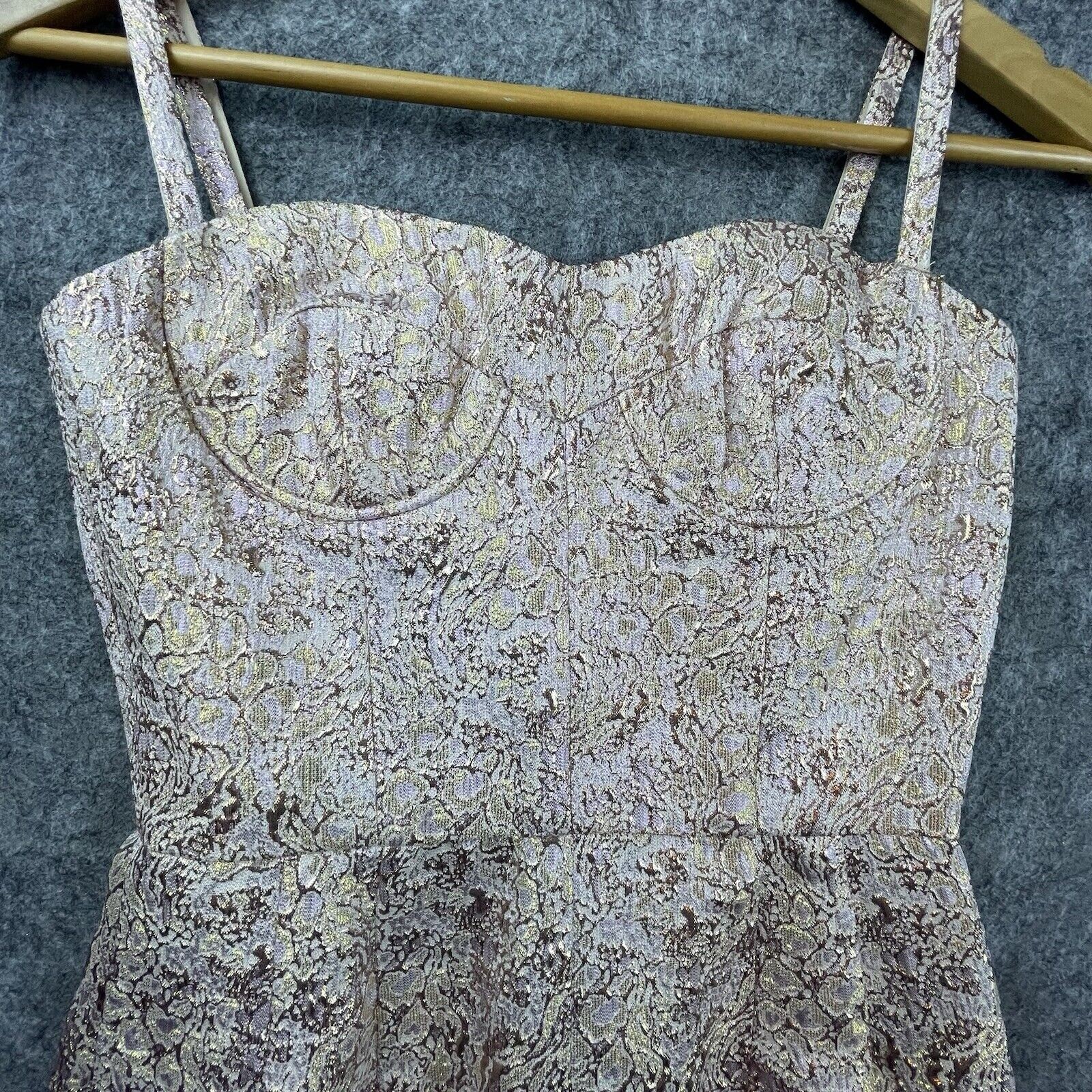Jill Stuart Collection Dress 0 Pink Gold Shimmer Metallic Party Jacquard Silk