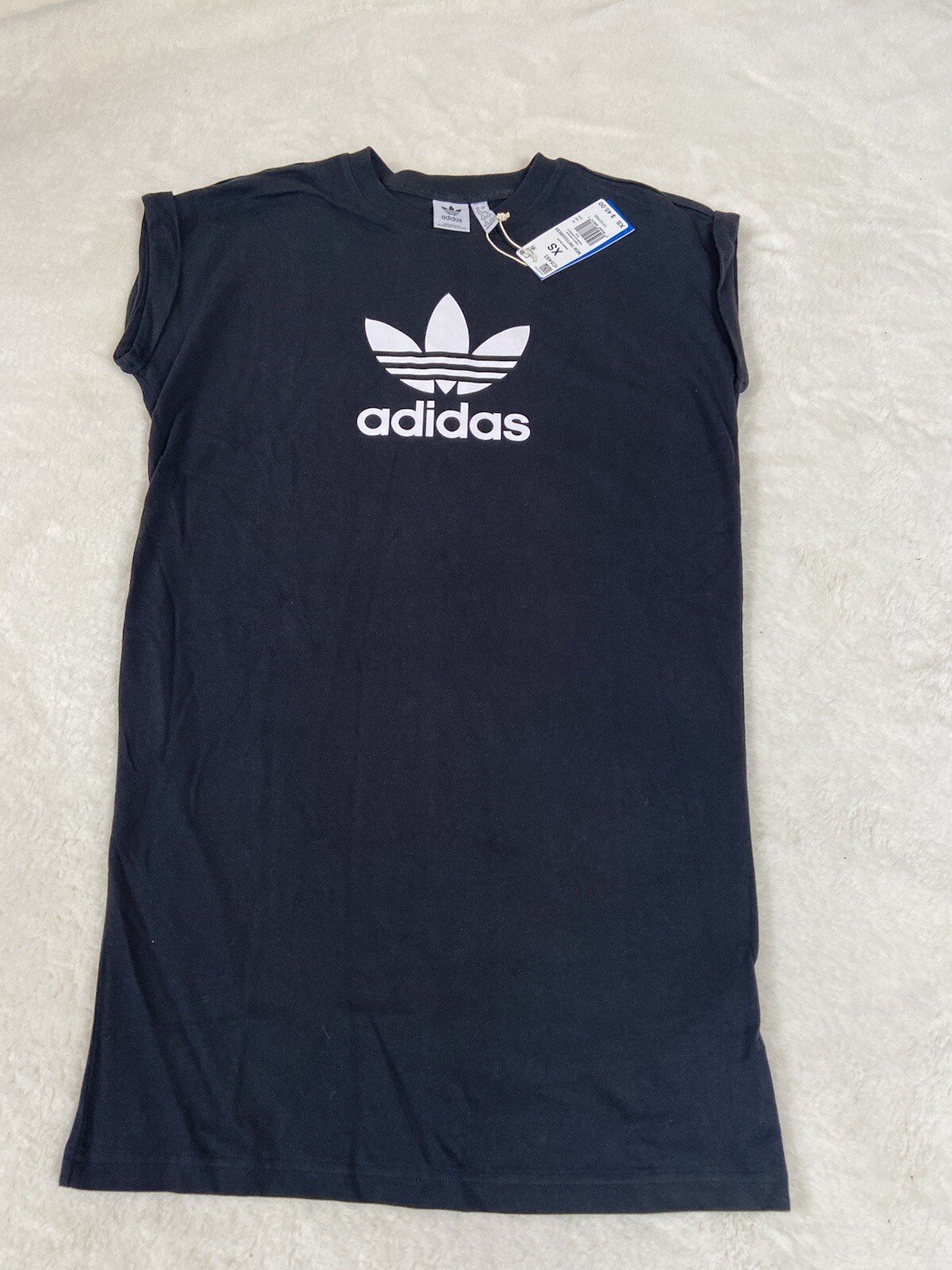 Adidas Originals Womens Size XS Black Trefoil T Shirt Shift Dress