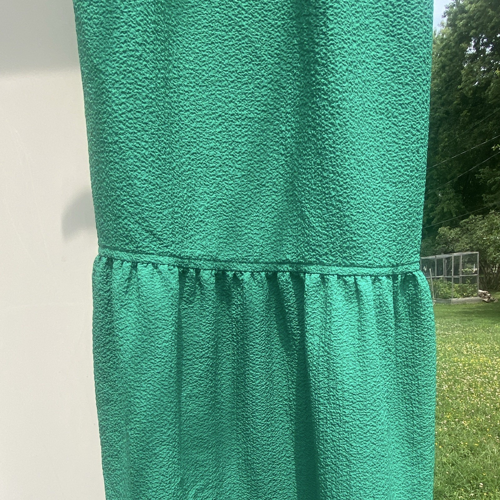 Calvin Klein Womens Green V-Neck Sleeveless Textured Tiered Maxi Dress Size 8