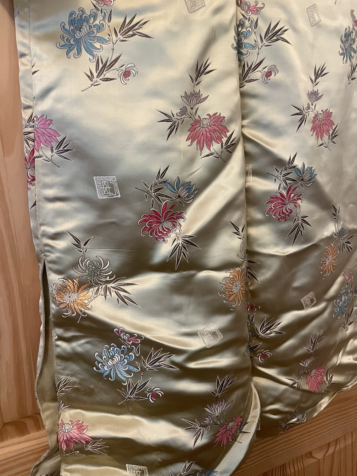 Vintage Oriental Kimono Robe Large Long Dress Jacket Gold Peony Shanghai 34