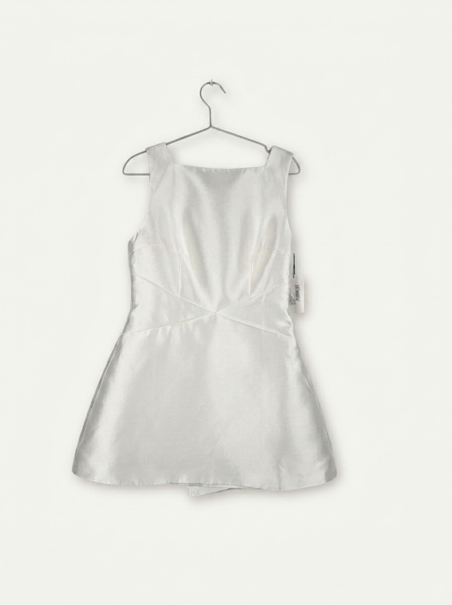 Odd Muse Womens Bow Detail Mini Dress Satin Gold