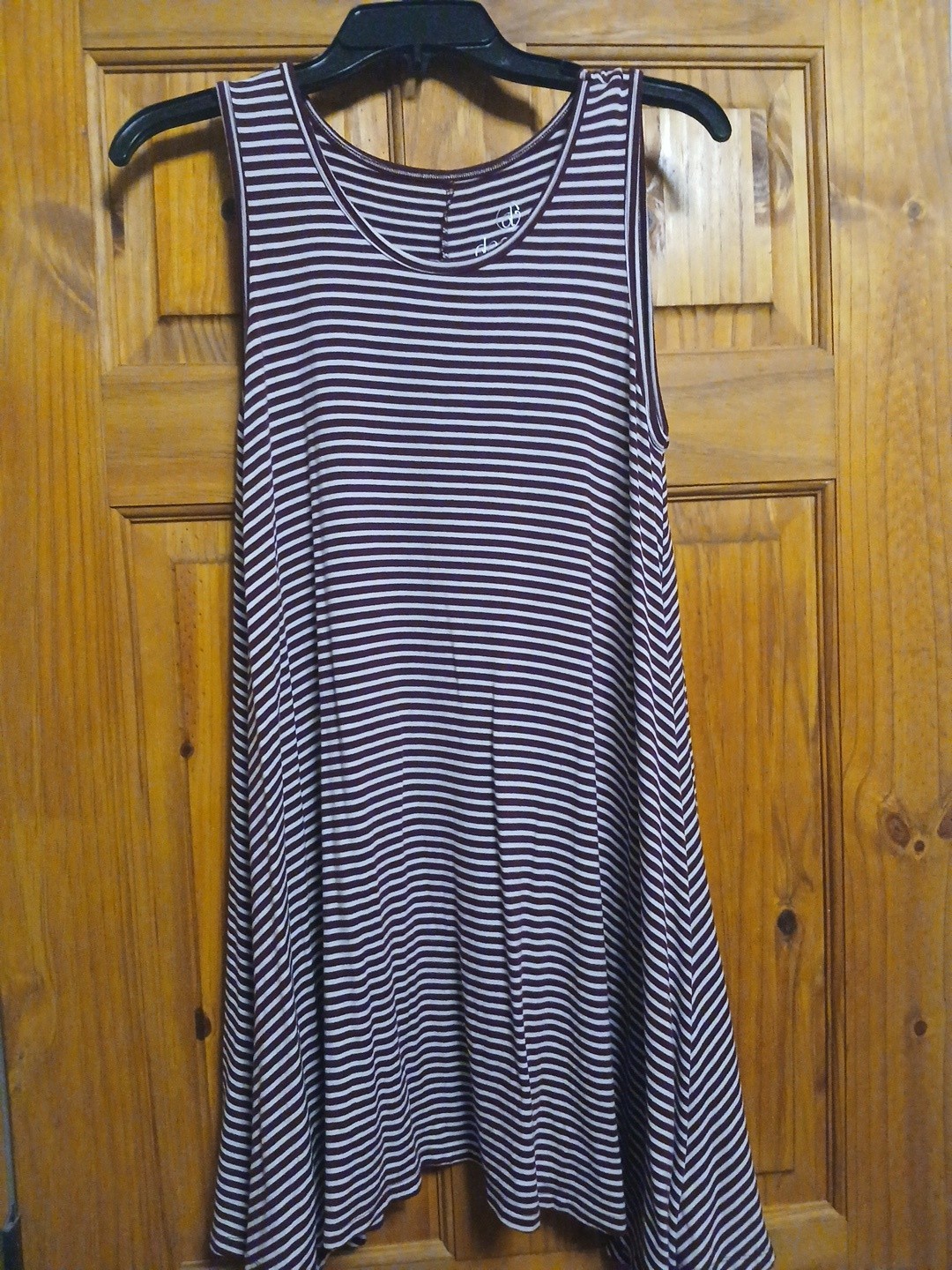 Decree Womens Large Purple White Striped Sleeveless T-shirt Dress Casual