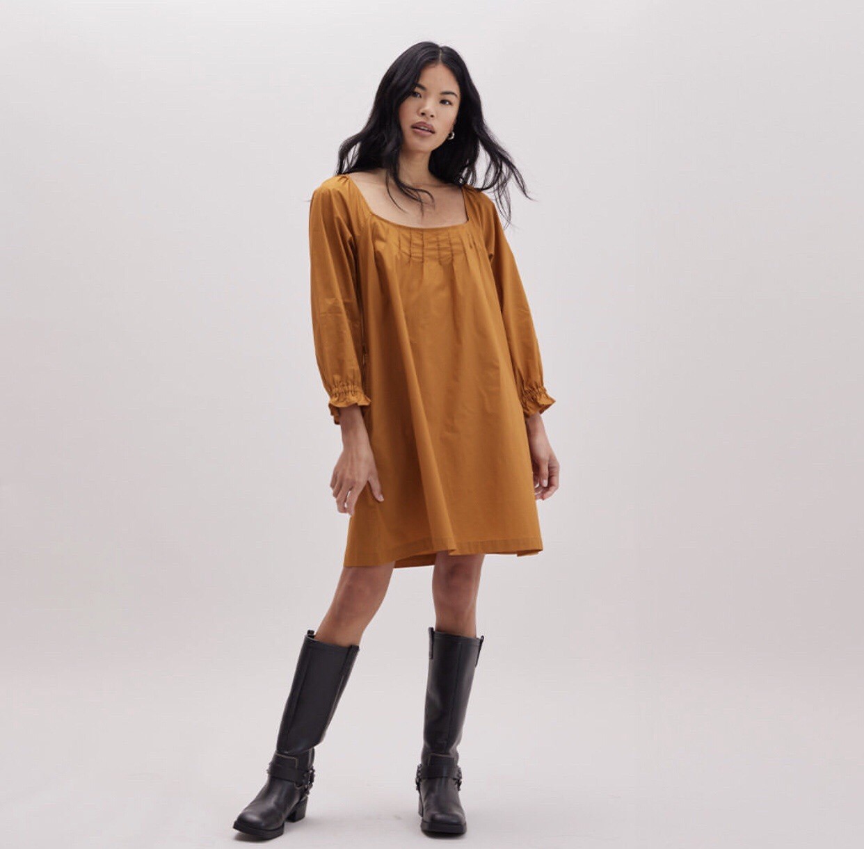 Richer Poorer Sienna Smock Dress Size XL Mustard Yellow Loose Cottage Minimalist