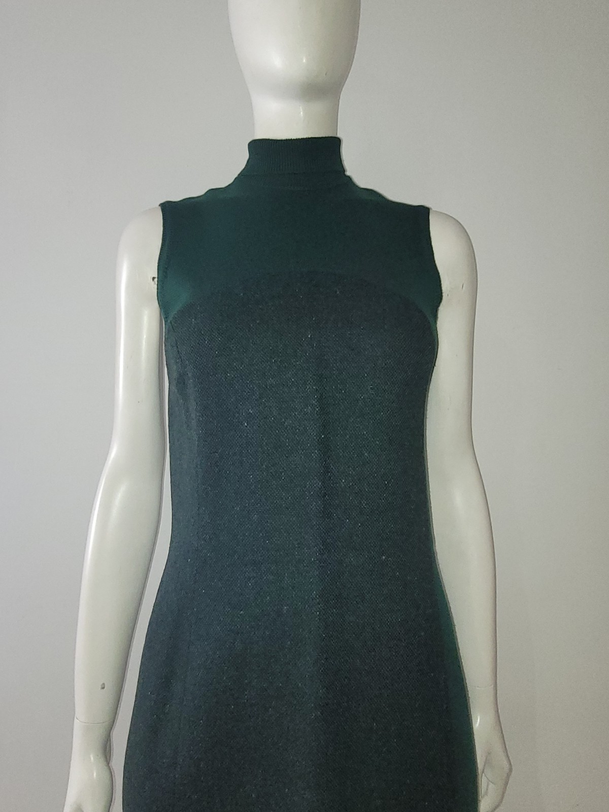 Istante Versace Green Tweed Dress UK 8 10 EU 36 38 Wool Blend Pencil Fitted