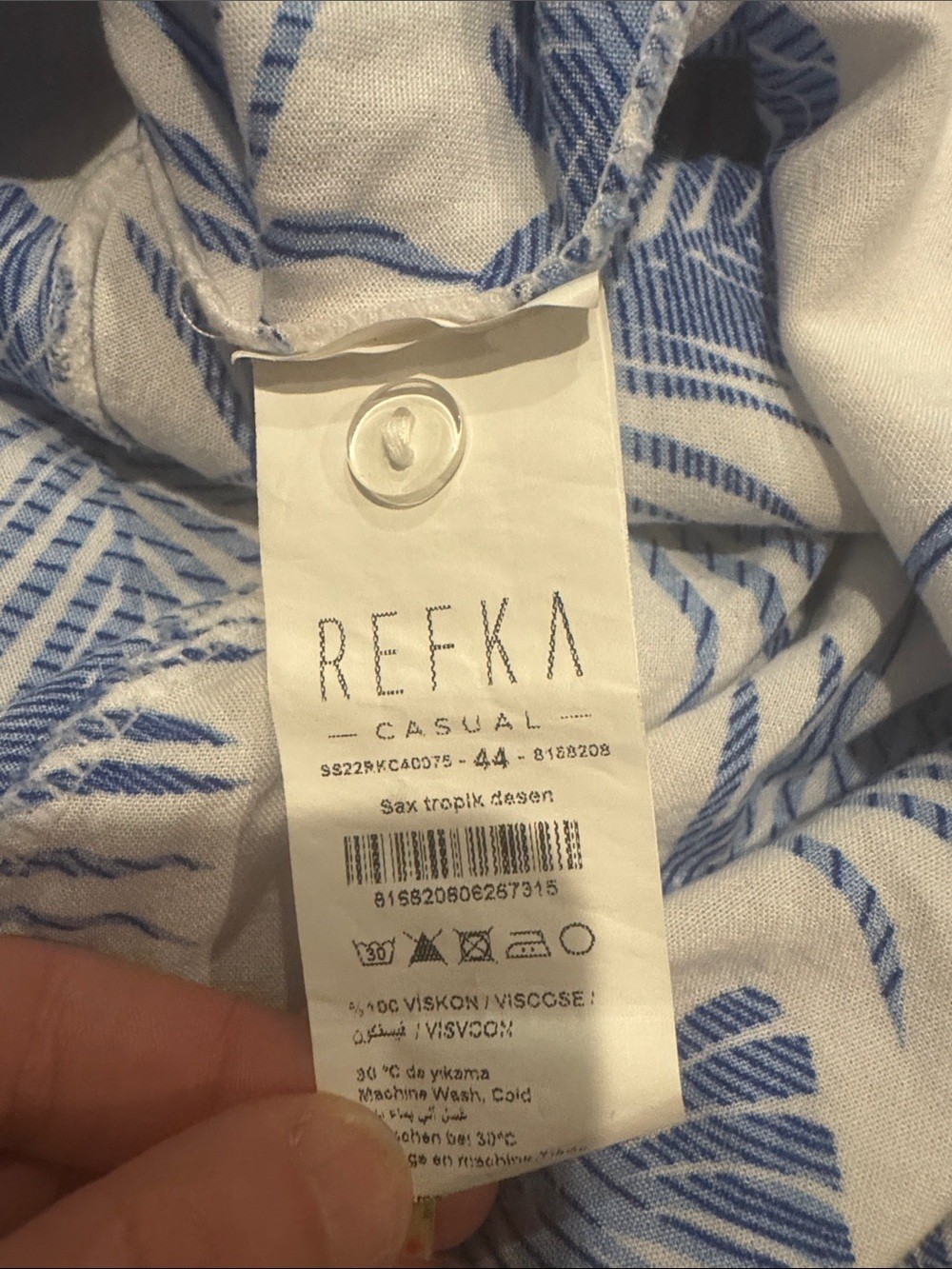 Refka Tropical Leaf Print Button Up Long Sleeve Maxi Dress in Size 12