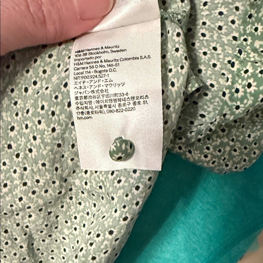 H&M Green Floral 3/4 length Raglan Balloon Sleeve M Cottagecore Prairie Feminine