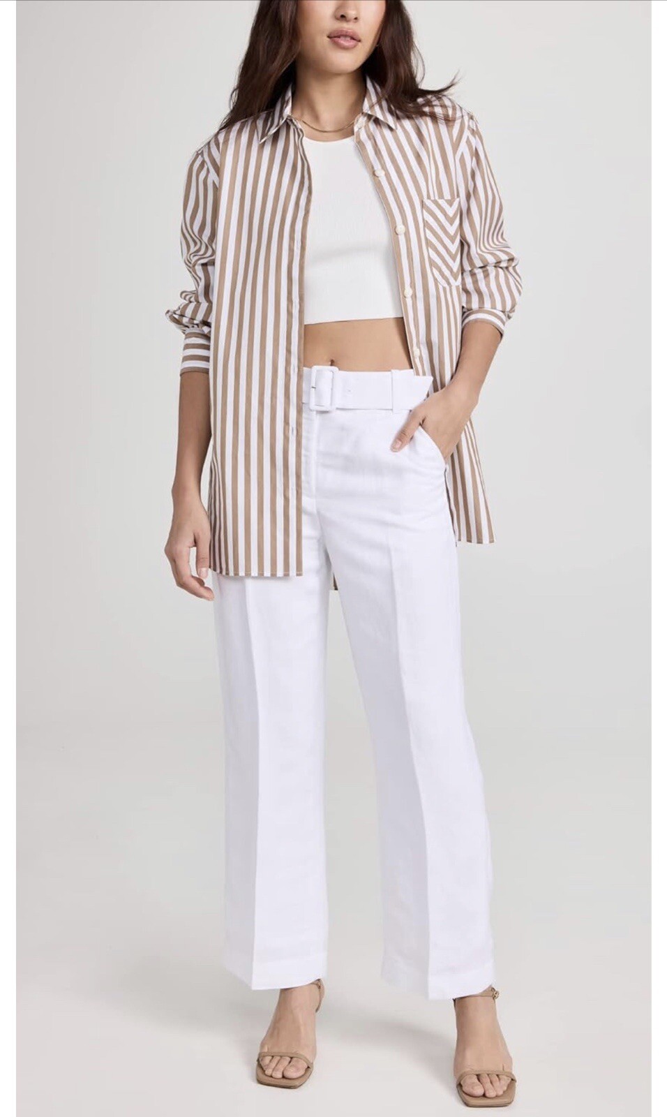 Club Monaco Women’s Belted Linen Trousers Size 8 Color White