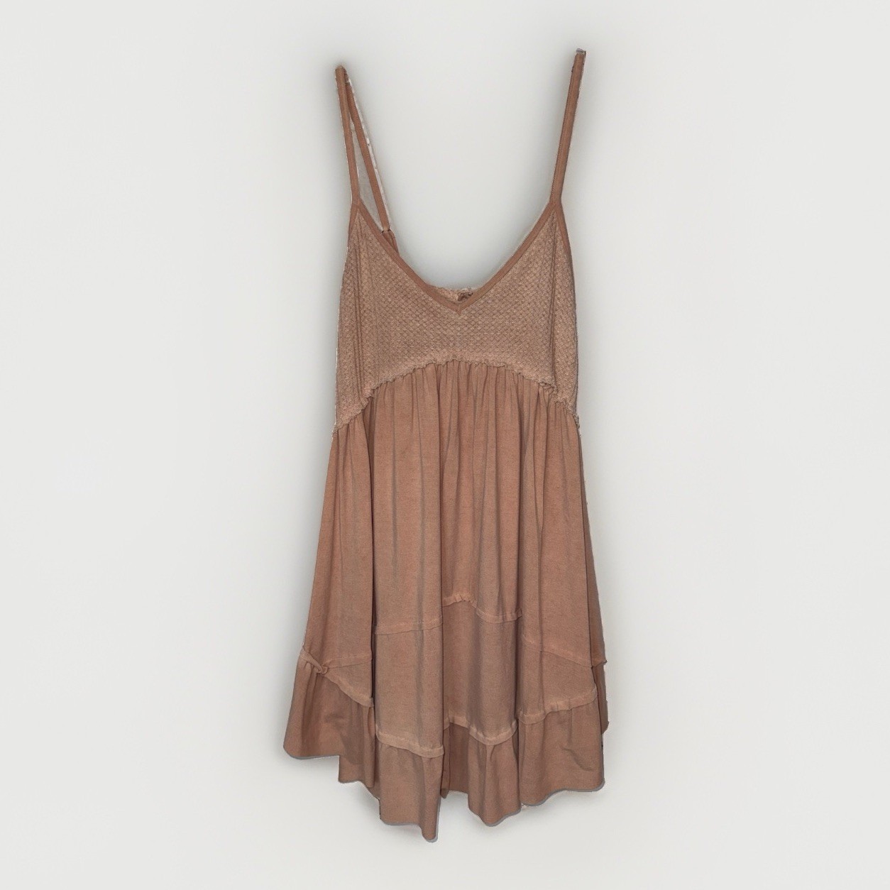 POL Women’s Small Blush Crochet Lace Babydoll Swing Tunic Cami Dress Boho