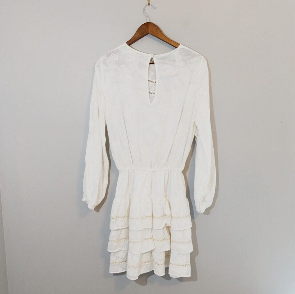 Devotion Twins Nice Ecru Cream Long Sleeve Mini Dress Ivory Size Small Boho $379