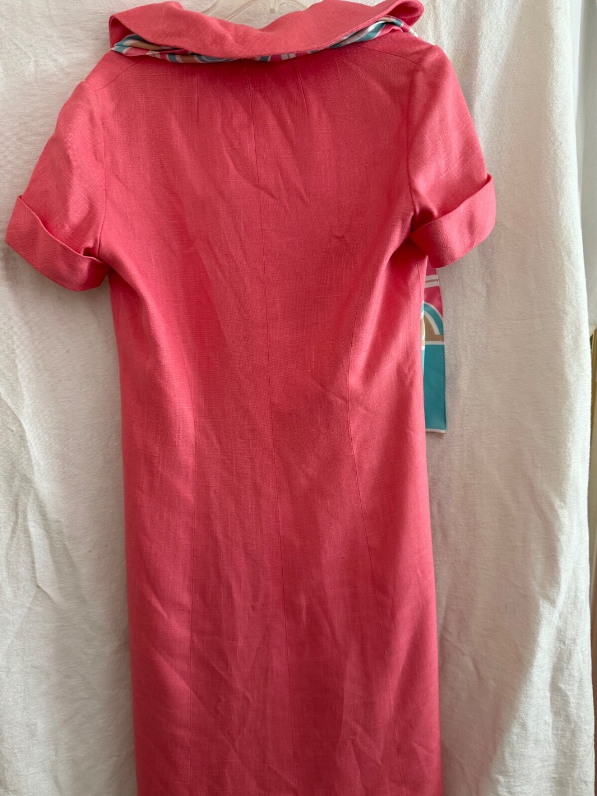 ADELE SIMPSON SIZE Medium/LG Pink With Multi Scarf Covered Button Down Collared