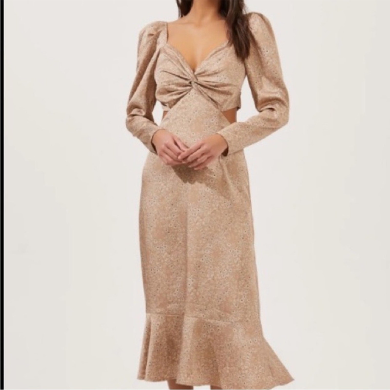 ASTR The Label Lainie floral print satin cutout side and back midi dress