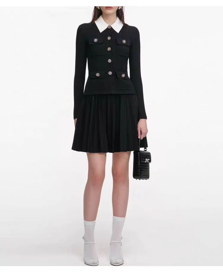 Self-Portrait Womens Autumn New Temperament V-neck Hollow Knitted Dress