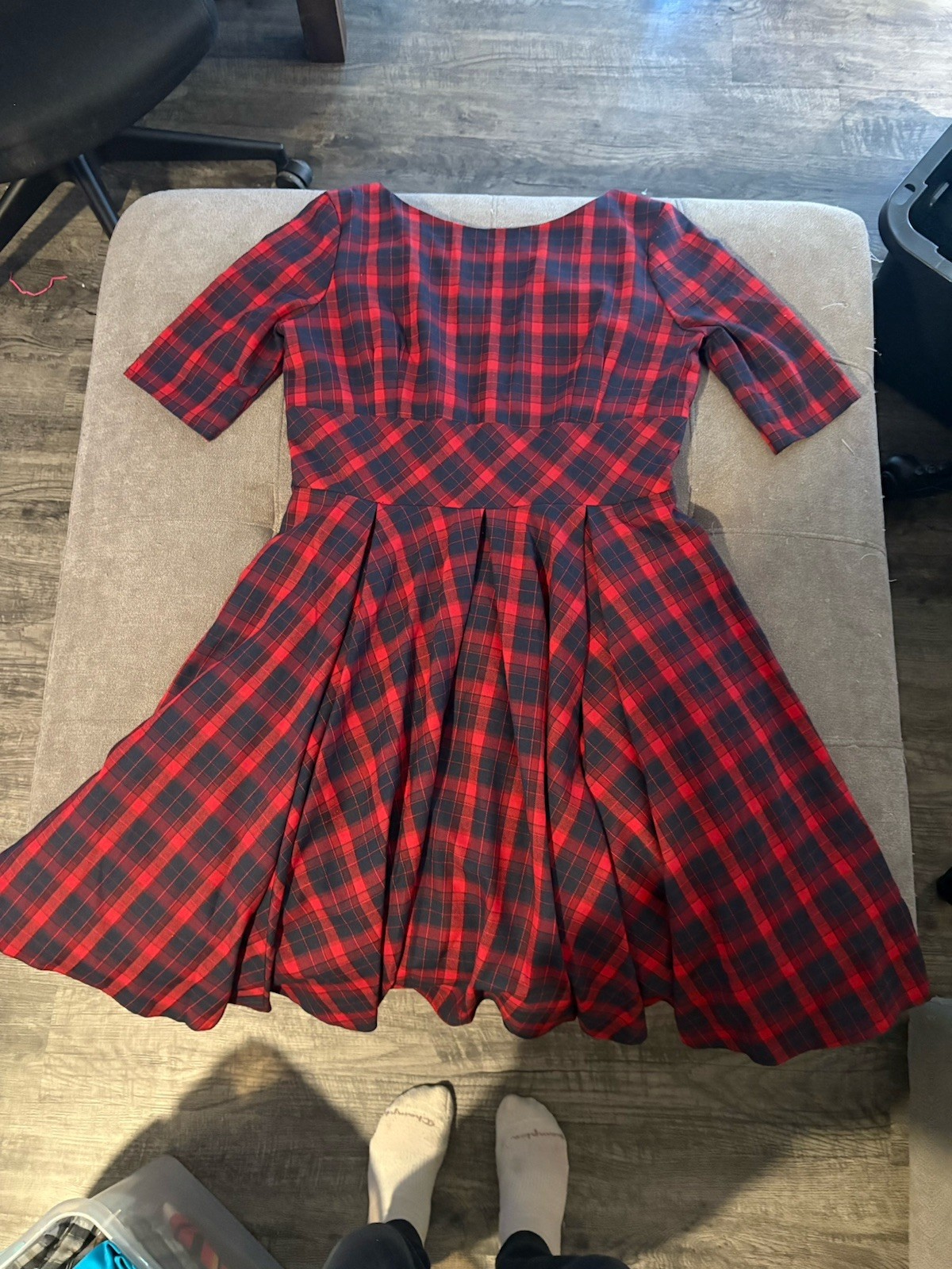 The Pretty Dress Co. Red/Black Plaid V-Neck Fit & Flare Short Dress US 18