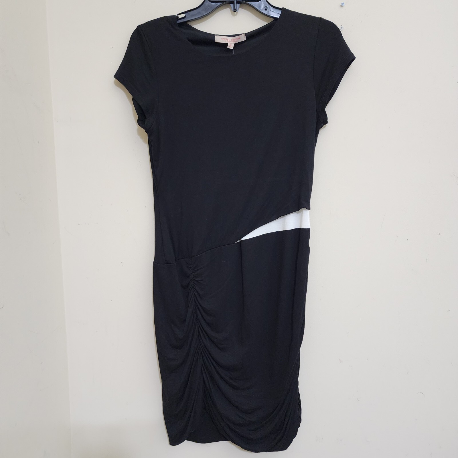 nwt CASUAL COUTURE size Large Side Rouching Slim Fit Stretch Dress Black