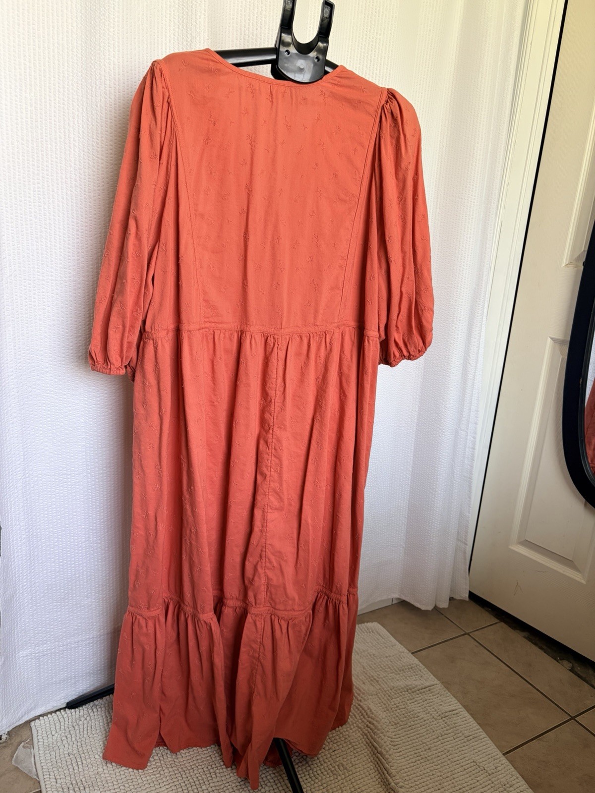 Old Navy Coral peasant sleeve Embroidered Boho Maxi Dress 4X Plus