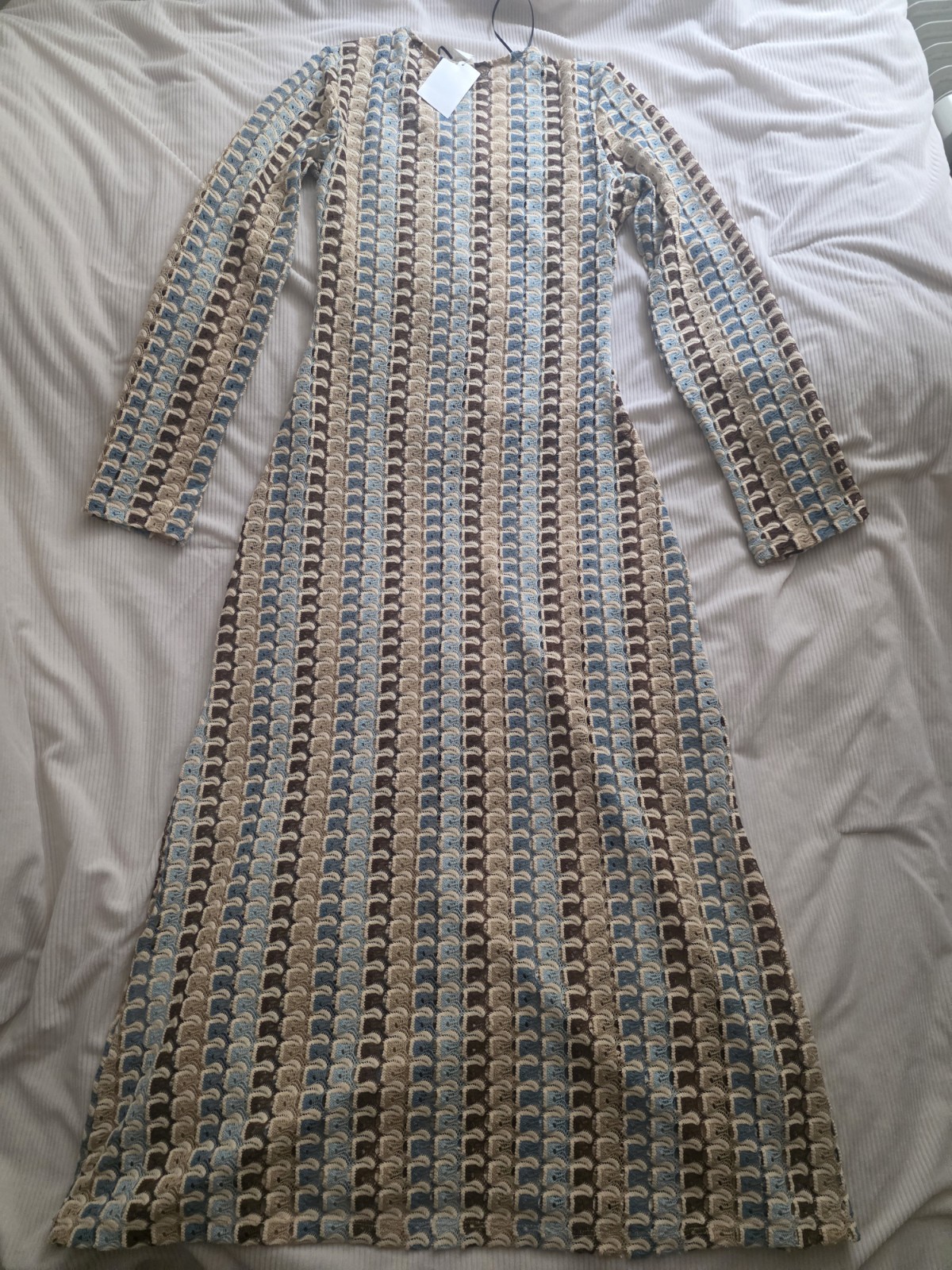 H&M crochet-look maxi dress light beige/patterned BNWT