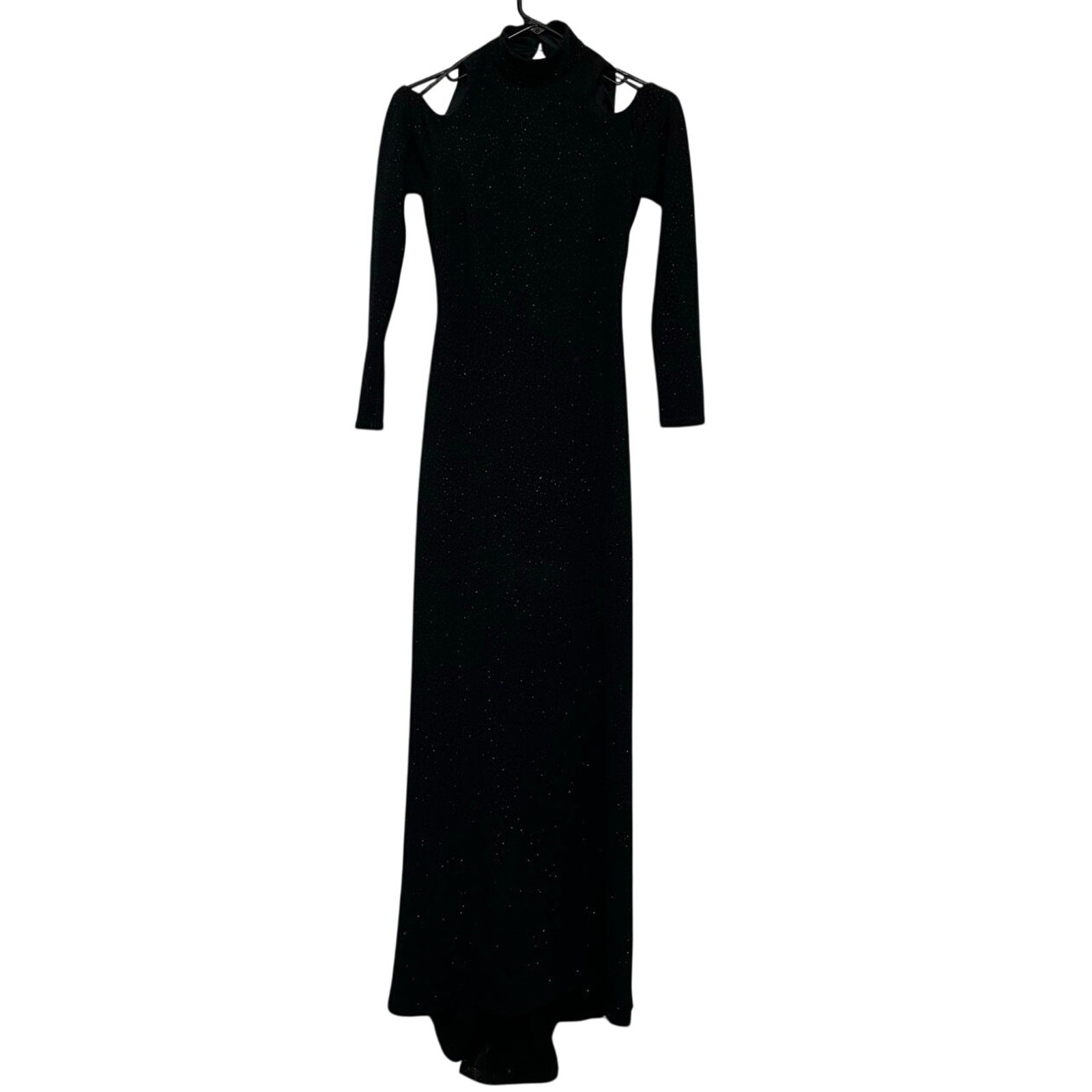 Vintage 80s/90s Betsy & Adam Linda Bernell Longsleeve Black Sparkle Dress Glam!!