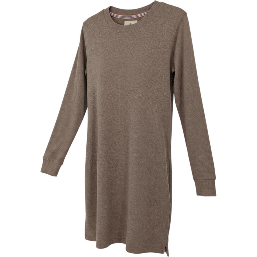 The Normal Brand T Shirt Dress Womens Medium Tan Long Sleeve Crew Neck Neutral