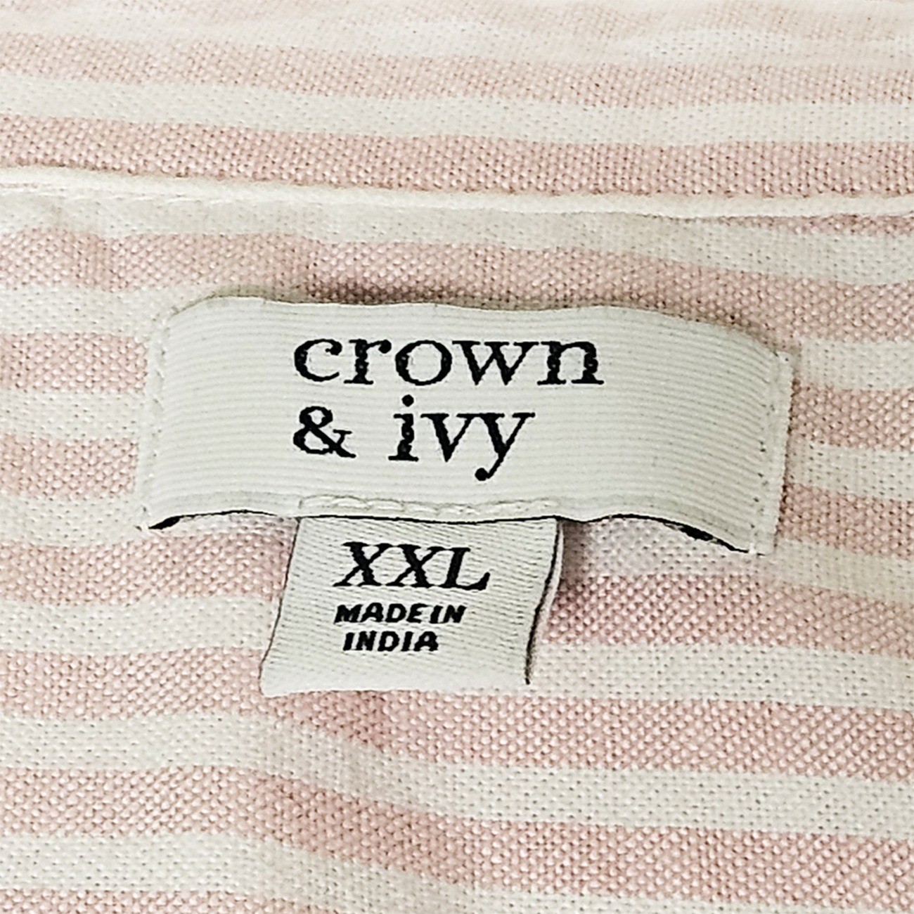 Crown & Ivy Pink White Striped Tiered Shirt Dress Womens XXL Long Sleeve Pockets