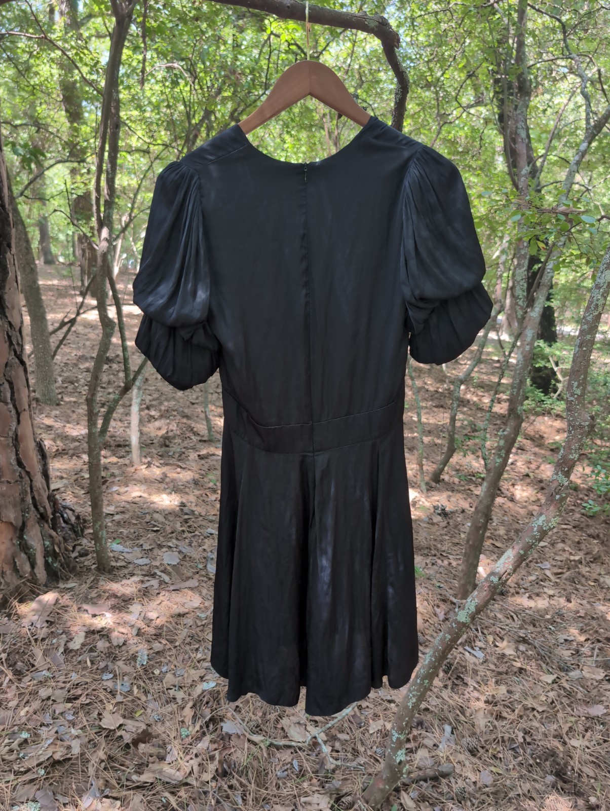 Zadig & Voltaire Black Satin V-Neck Flutter Sleeve Mini Dress XS Little Black