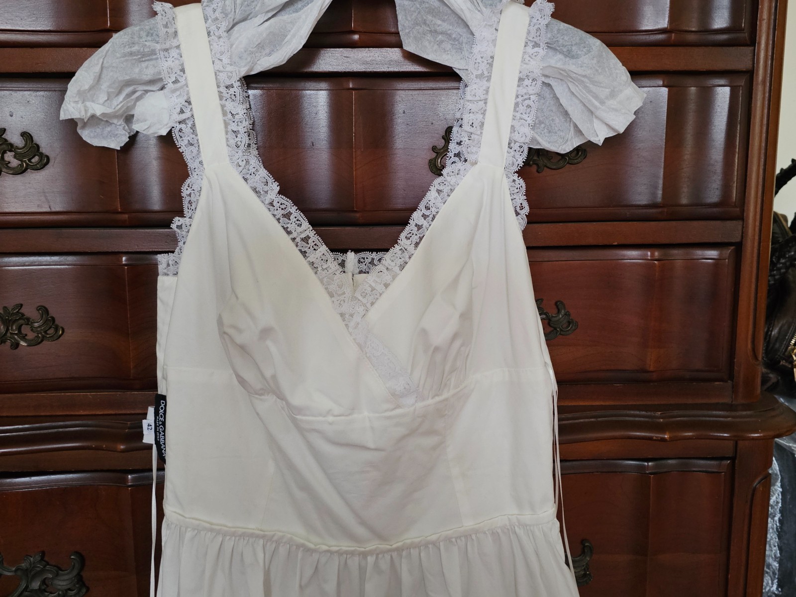 BNWT DOLCE & GABBANA WHITE SUMMER DRESS SIZE 42 LACE BUSTIER TIERED SKIRT