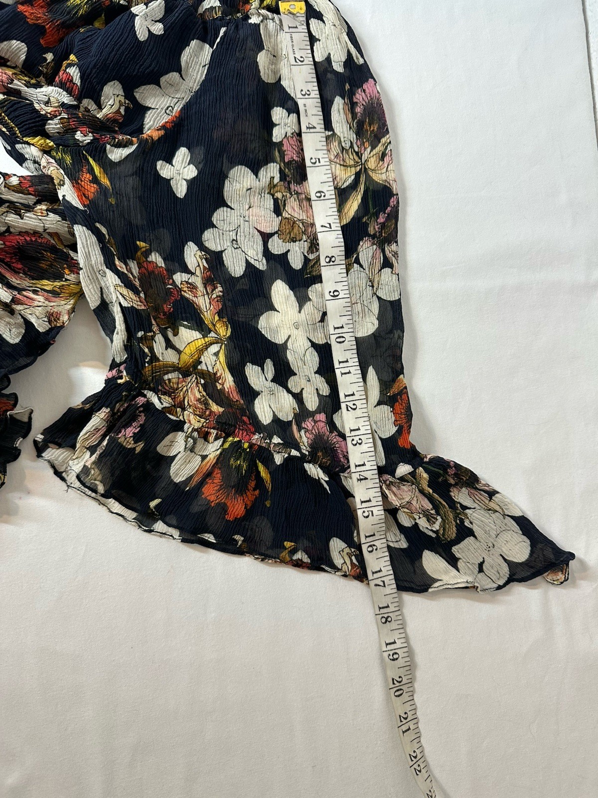 TRYB Anthropologie 100% Silk Mini Dress Navy Floral Tiered Romantic Boho Chic