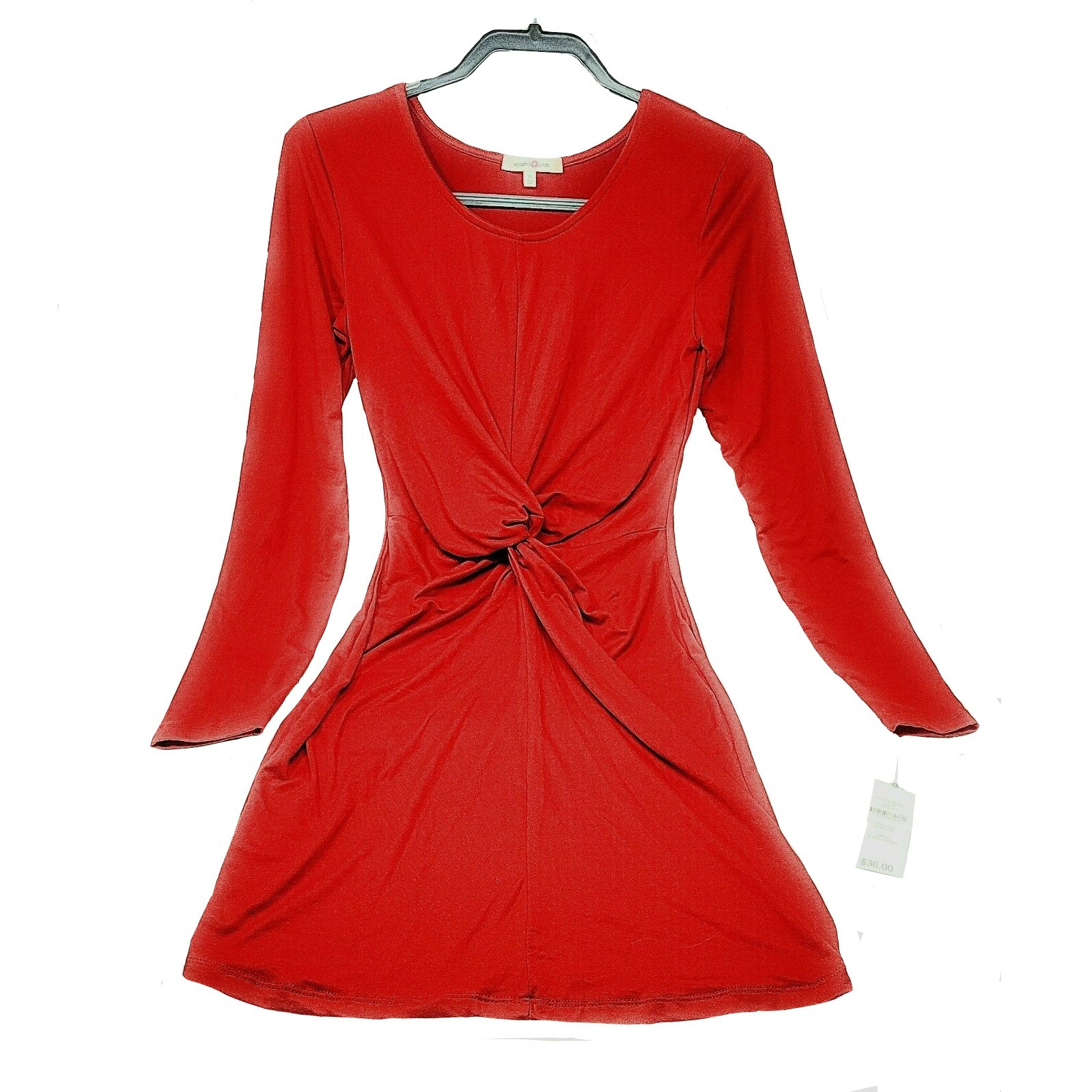 Wishful Park Women’s Juniors Red Long Sleeve Fitted Dress Size Medium  New