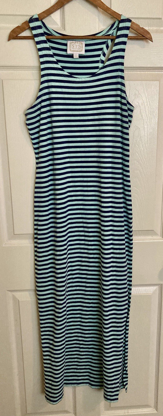 Sail To Sable Maxi Dress Small Jersey Bodycon Stripe Stretch Sleeveless