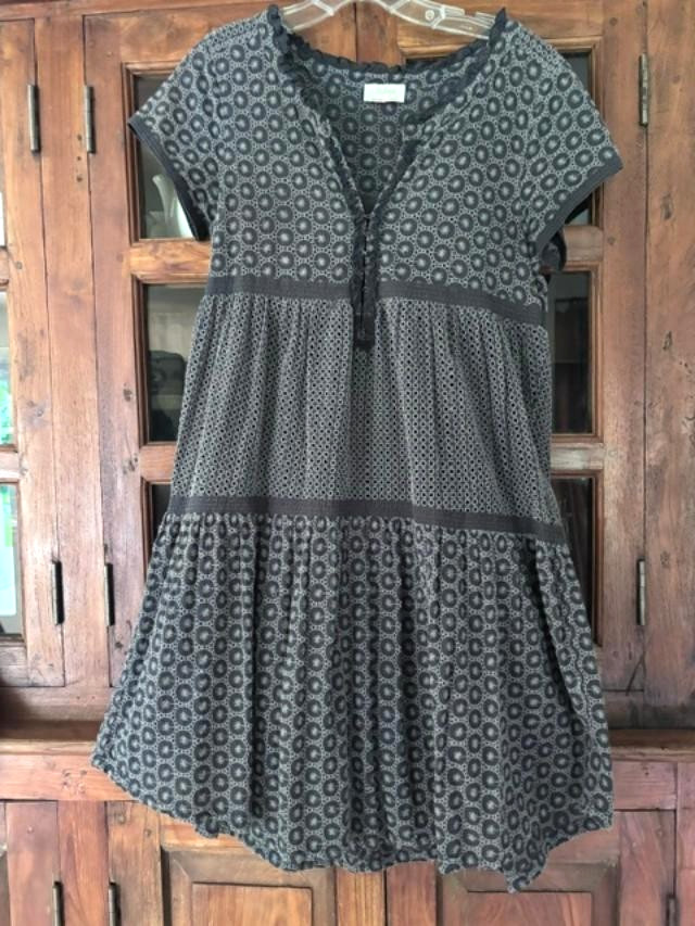 Wrap London Babydoll Dress Navy Blue Cotton Eyelet Broderie Anglaise US 8 UK 12