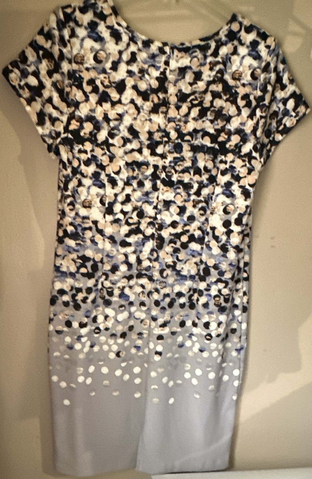 Phade 7 Seven New York 14 Blue/White Abstract Cap Sleeve Sheath Dress Tie