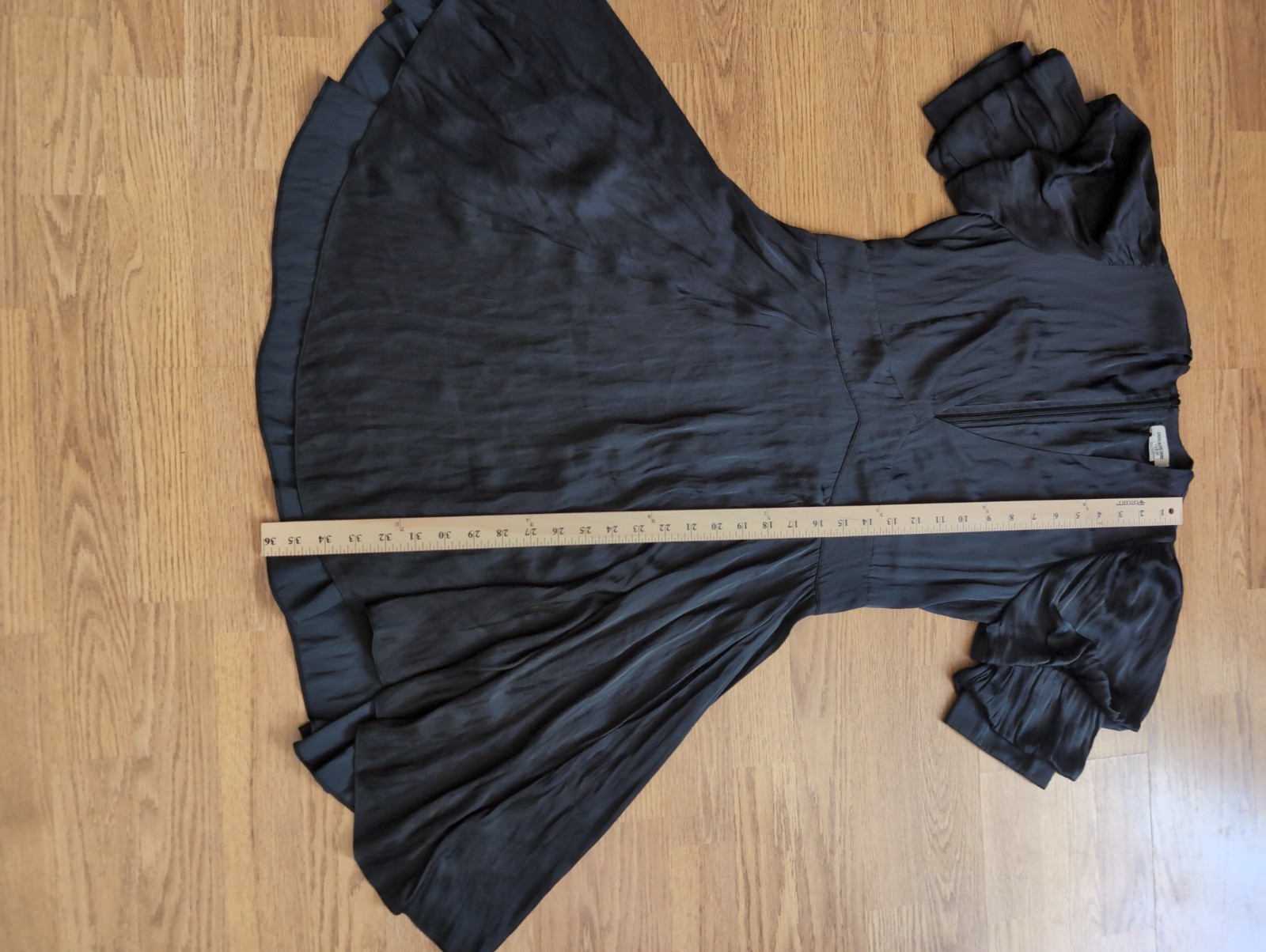 Zadig & Voltaire Black Satin V-Neck Flutter Sleeve Mini Dress XS Little Black