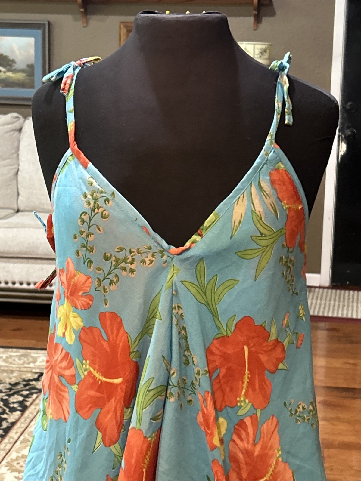 India Boutique Aqua Blue Boho Adjustable Strap Asymmetrical Dress One Size READ