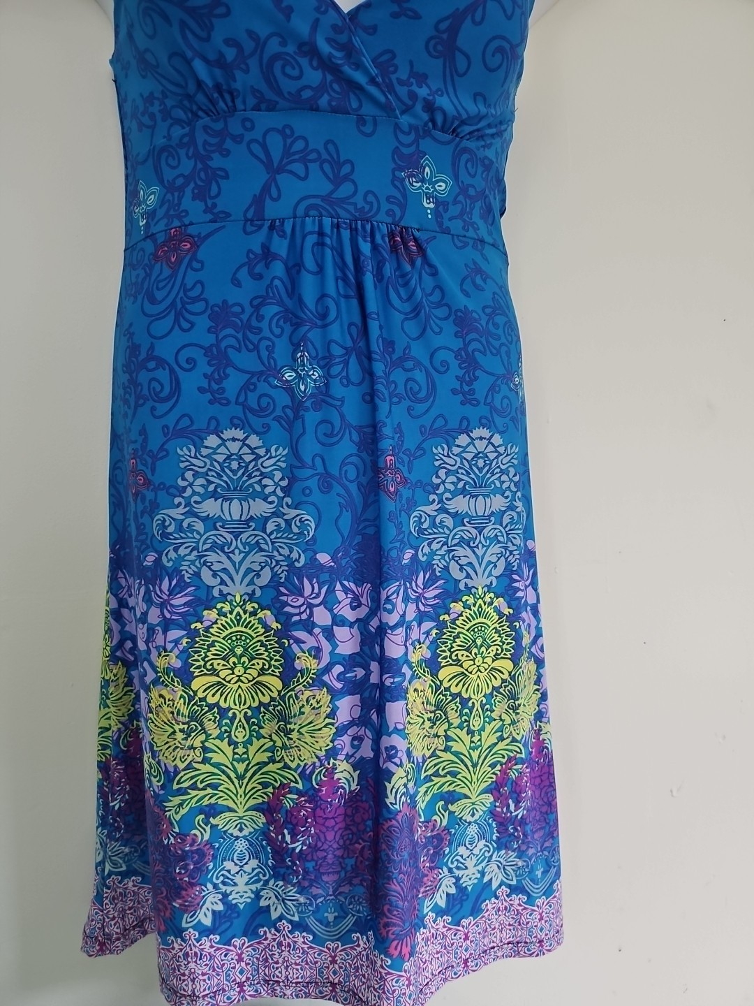 Lagaci Sundress Slip Dress Large Multicolor Floral Adjustable Spaghetti Straps