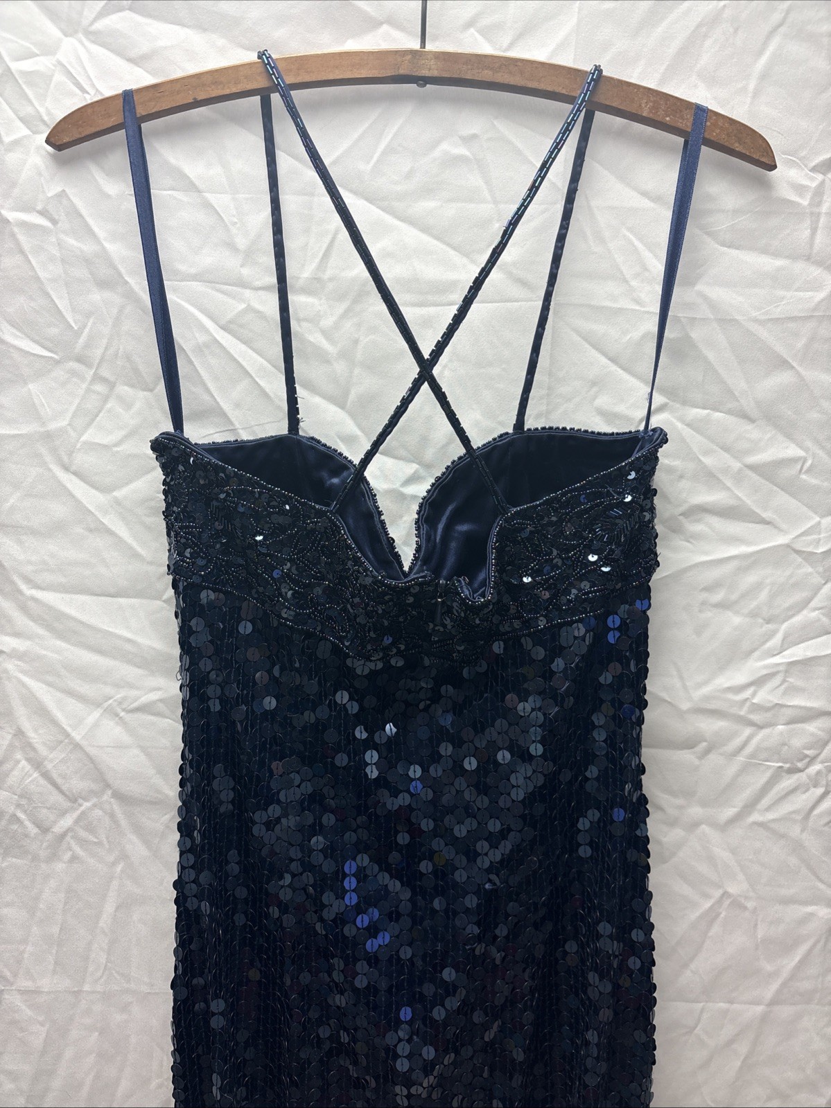 Niteline by Della Roufogali Size 6 Navy Sequin Evening Gown Formal Dress Slit