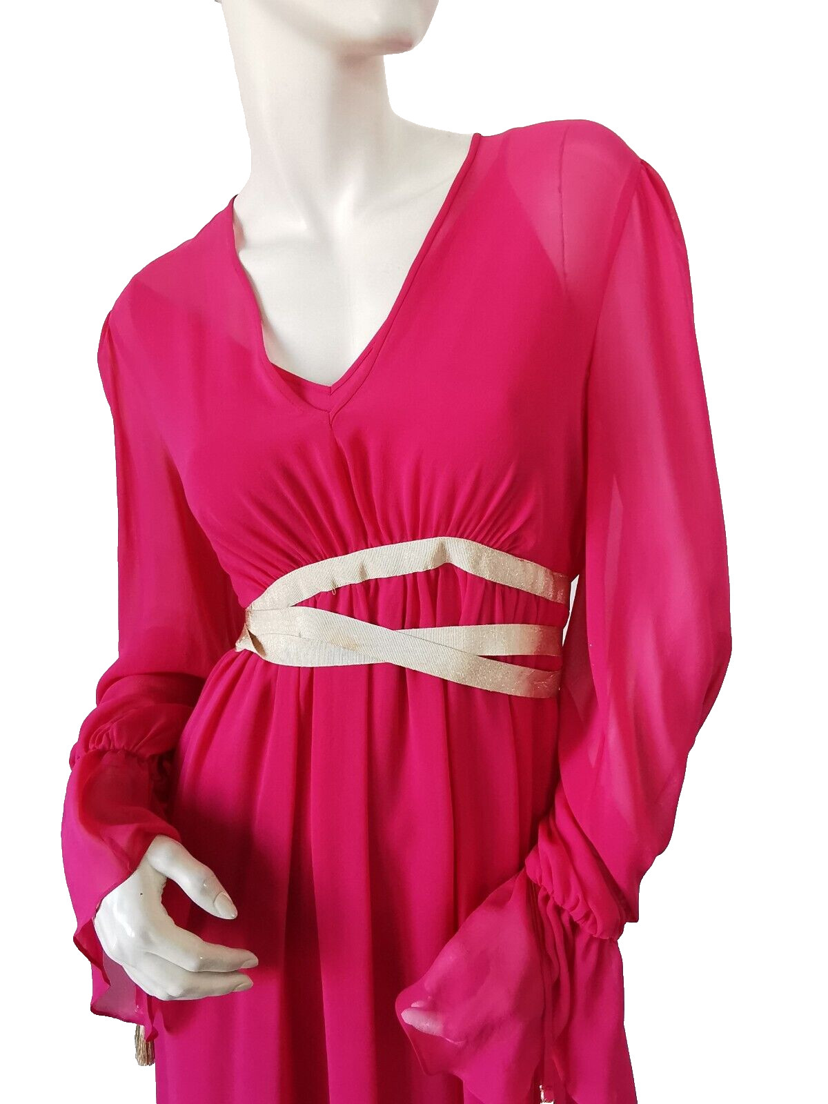 RR €890🌟 MAX MARA Pink SILK georgette Dress Usa2_ It36_ De32_ Uk4_ Fr34