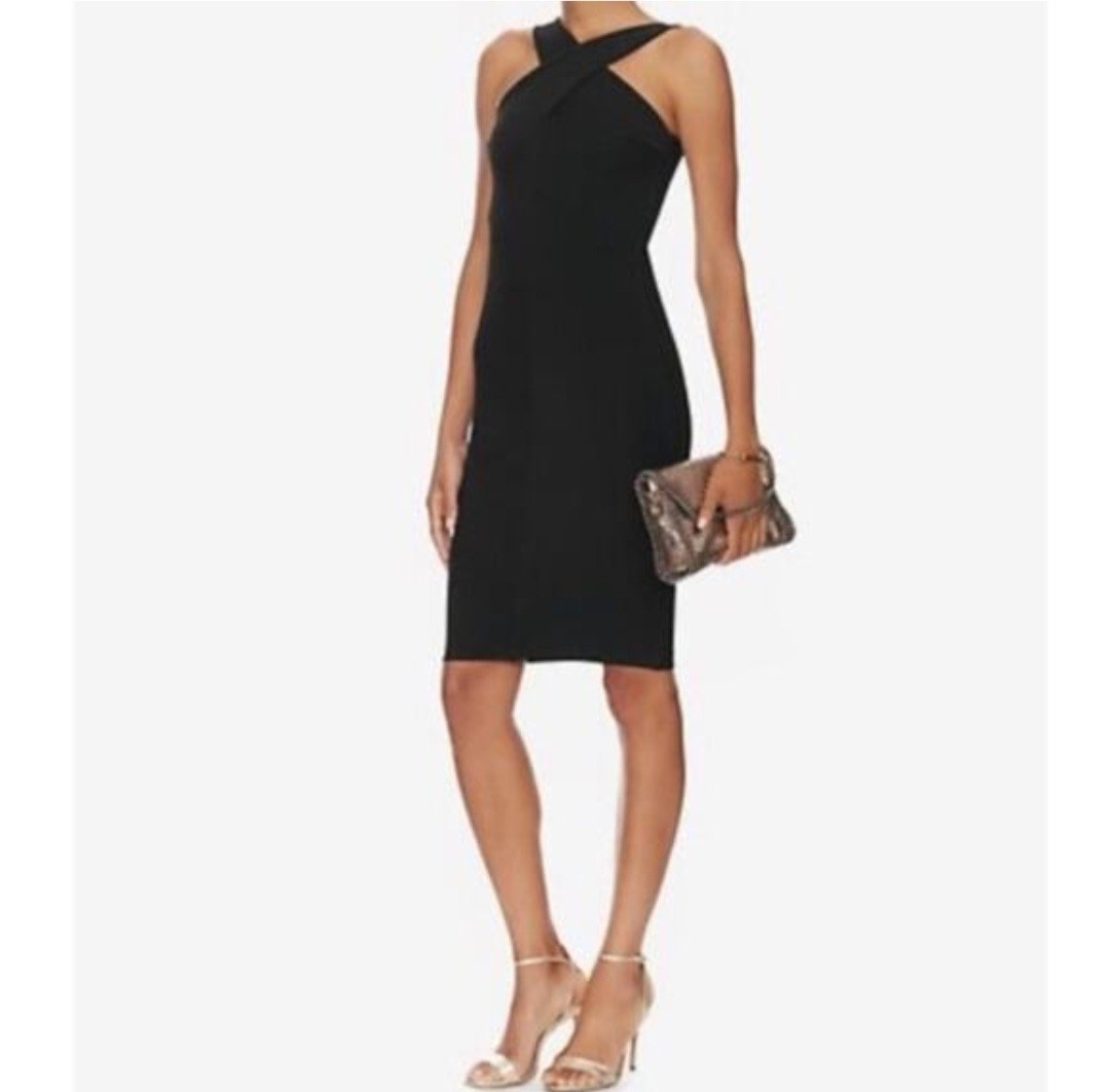 nadia Tarr Dress S Crossover Bodycon Halter Dress $398
