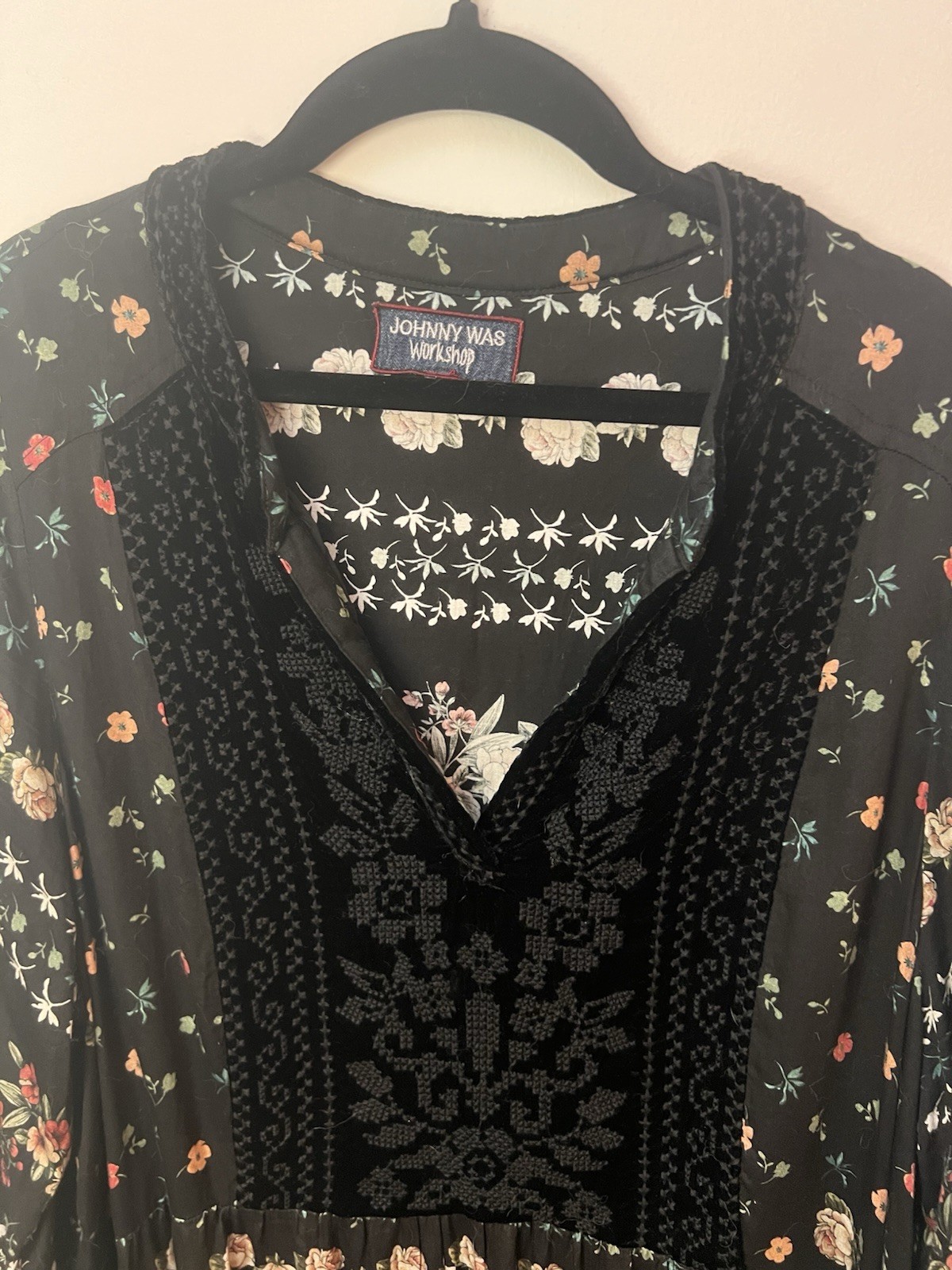 Johnny Was Workshop Prairie Mixed Floral Velvet Midi Dress