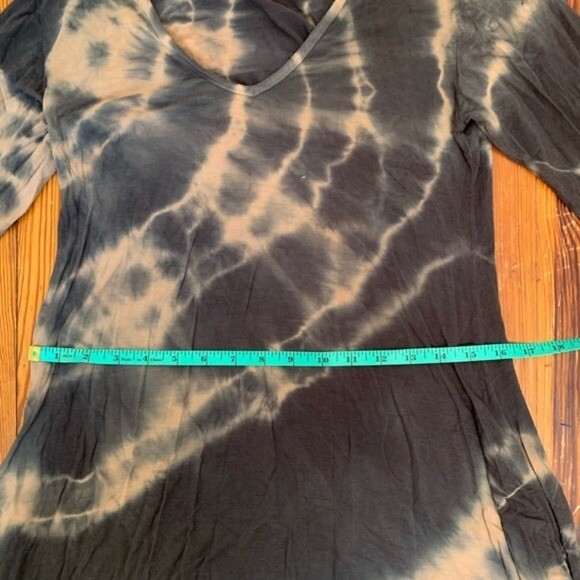 LOVE TANJANE Womens S Tie Dye Olive & Tan Drape Sleeve Dres