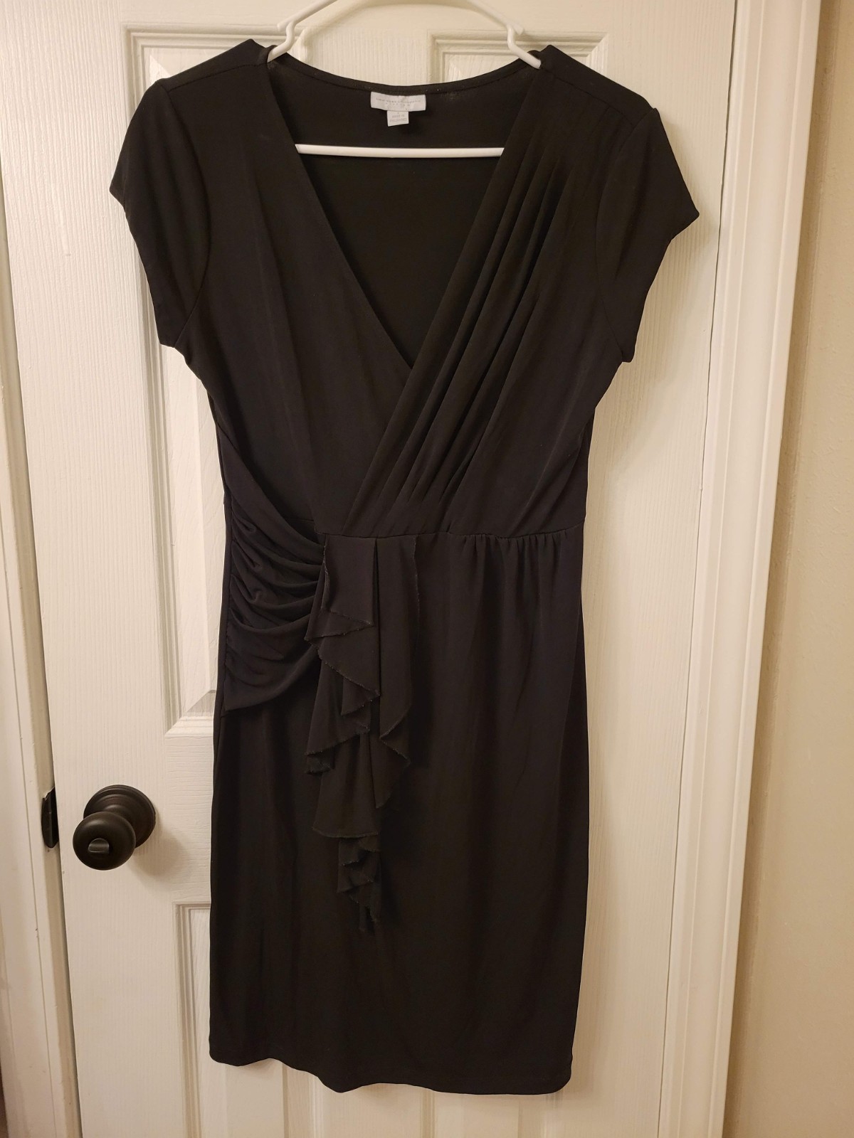 Vintage New York & Company Black Faux-Wrap Dress US Sz 8