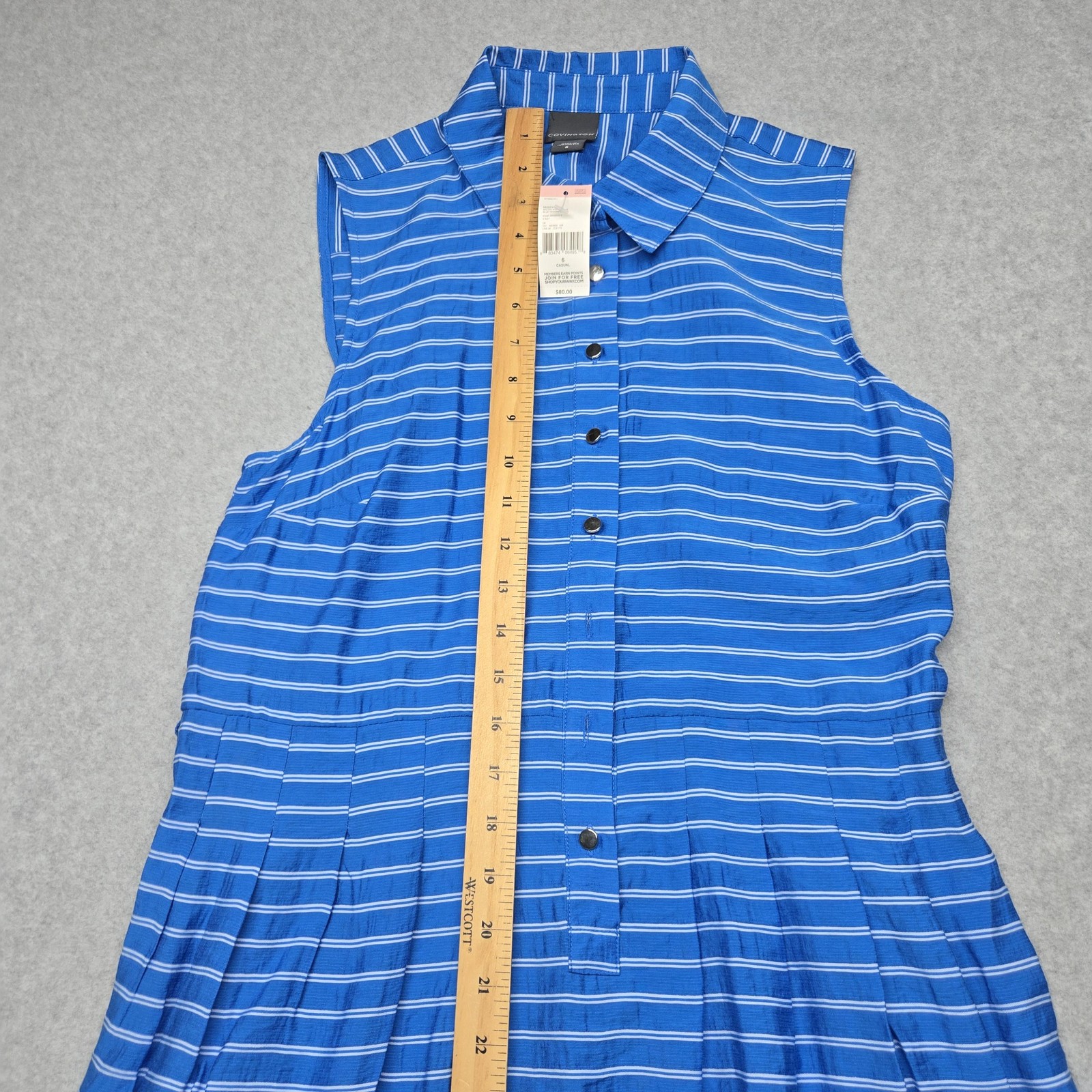 Covington Dress Womens 6 Striped Sleeveless Shirt Pocket Casual Summer Sundress